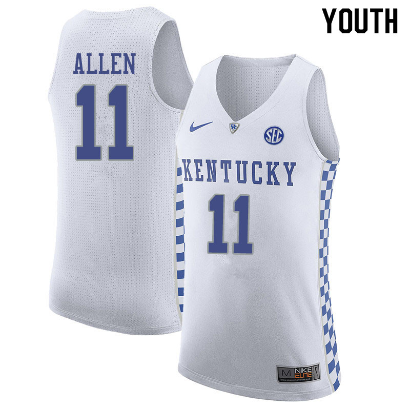 Youth #11 Dontaie Allen Kentucky Wildcats College Basketball Jerseys Sale-White